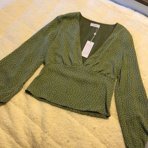 Sage The Label Magnolia Blouse in White & Sage